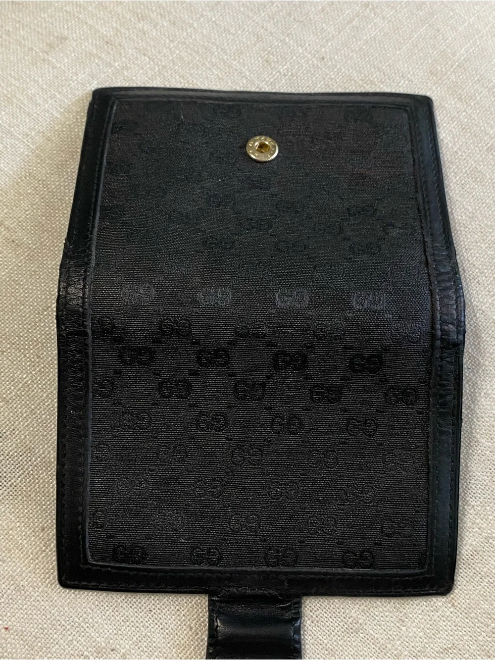 Vintage Gucci Trifold Wallet Card Holder Micro GG Black